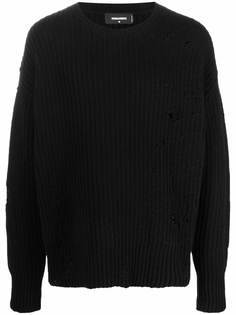 Dsquared2 джемпер в рубчик с эффектом потертости