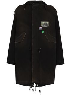Raf Simons пальто с фотопринтом и капюшоном
