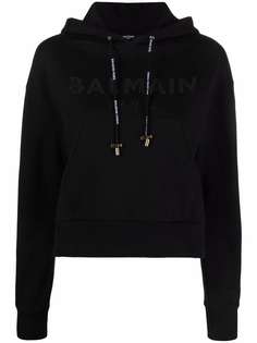 Balmain худи с логотипом и стразами