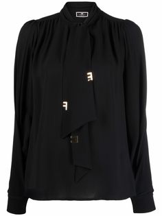 Elisabetta Franchi блузка с бантом и подвеской-логотипом
