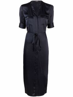 Theory satin short-sleeve shirt dress