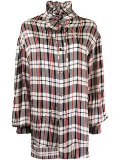 Balenciaga crinkled tartan-print off-shoulder blouse