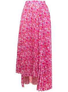 Balenciaga floral-print asymmetric pleated skirt