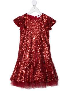 Monnalisa sequin-embellished ruffle dress