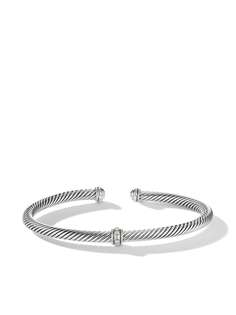 David Yurman серебряный браслет Cable Station с бриллиантами