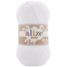Пряжа для вязания Alize Bella 100 100гр. 360м.(100% хлопок) (55 белый), 5 мотков