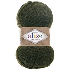 Пряжа для вязания Alize Alpaca royal 100г 250м (55 % акрил - 30 % альпака -15 % шерсть) (567 зеленый меланж), 5 мотков