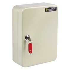 Шкафчик (Ключница) на 48 ключей BRAUBERG, 250х180х80 мм, с замком, +48 брелоков, серый, 290338