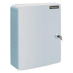 Шкафчик (Ключница) на 20 ключей BRAUBERG, 200х160х80 мм, с замком, +20 брелоков, серый, 290337