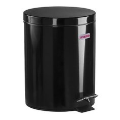 Ведро-контейнер для мусора (урна) с педалью ЛАЙМА "Classic", 5 л, черное, глянцевое, металл, со съемным внутренним ведром, 604943