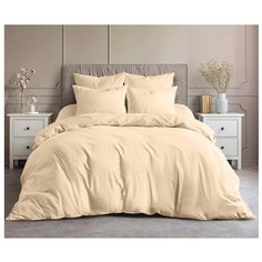 Комплект постельного белья Nova Elegant life сатин, 2 спальный, наволочки 50x70 см, Бежевый