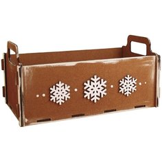 Подарочная упаковка ящик со снежинками, КАНЫШЕВЫ ПУ560-02-3403 коричневый,белый