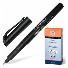 Ручка-роллер KOH-I-NOOR, ЧЕРНАЯ, трехгранная, корпус черный, узел 0,5 мм, линия письма 0,3 мм, 7780573801KS, 4 шт.