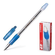 Ручка шариковая с грипом STABILO "Bille", СИНЯЯ, корпус прозрачный, узел 0,7 мм, линия письма 0,38 мм, 508/41, 3 шт.
