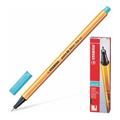 Ручка капиллярная (линер) STABILO "Point 88", НЕБЕСНАЯ ЛАЗУРЬ, корпус оранжевый, линия письма 0,4 мм, 88/57, 4 шт.