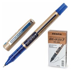 Ручка-роллер ZEBRA "Zeb-Roller DX7", СИНЯЯ, корпус золотистый, узел 0,7 мм, линия письма 0,35 мм, EX-JB3-BL, 2 шт. Зебра