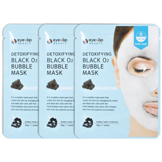Eyenlip Маска тканевая кислородная древесный уголь Detoxifying Black O2 Bubble Mask CHARCOAL 3 шт.