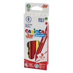 Фломастеры CARIOCA (Италия) "Joy", 6 цветов, суперсмываемые, вентилируемый колпачок, картонная коробка, 40613, 3 шт.