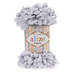 Пряжа Alize Puffy 100г 9м (100% микрополиэстер) (416 св.серый) 5 мотков