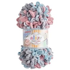 Пряжа Alize Puffy Fine Color 100г. 14,5м. (100% микрополиэстер) (6041 секционный) 5 мотков