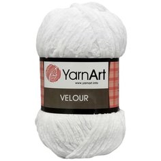 Пряжа YarnArt Velour 100г 170м (100% микрополиэстер) (840 белый) 5 мотков
