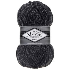 Пряжа ALIZE Superlana maxi 100гр. 100м. (75% акрил, 25%шерсть) ТУ (800 антрацитовый жаспе) 5 шт