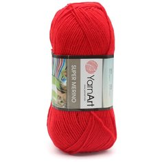 Пряжа YarnArt Super Merino 100гр 300м (25% шерсть, 75% акрил) (251 красны) 5 шт