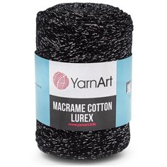 Пряжа YarnArt Macrame cotton Lurex 250гр 205м (75% хлопок, 13% полиэстер, 12% металлик) (723 черное серебро) 4 шт