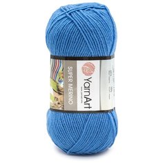 Пряжа YarnArt Super Merino 100гр 300м (25% шерсть, 75% акрил) (1256 синий меланж) 5 шт