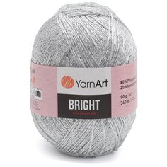 Пряжа YarnArt Bright 90гр 340м (80% полиамид, 20% металлик) (128 серебро) 6 шт