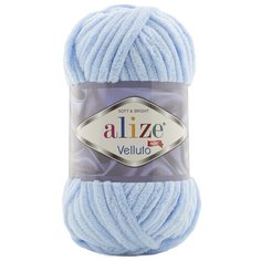 Пряжа Alize Velluto 100гр. 68м. (100% микрополиэстер) (218 детский голубой) 5 шт
