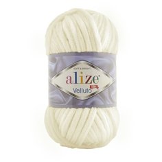 Пряжа Alize Velluto 100гр. 68м. (100% микрополиэстер) (62 светло-молочный) 5 шт