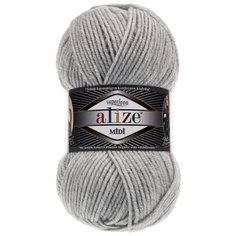 Пряжа ALIZE SUPERLANA MIDI 100гр. 170м (25% Шерсть - 75% Aкрил) (208 светло-серый меланж) 5 шт