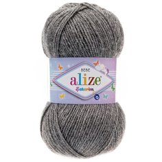 Пряжа ALIZE SEKERIM BEBE 100гр. 320м (100% акрил) (197 темно-серый меланж), 5 мотков
