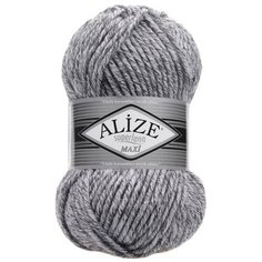 Пряжа ALIZE Superlana maxi 100гр. 100м. (75% акрил, 25%шерсть) ТУ (801 серый жаспе) 5 шт