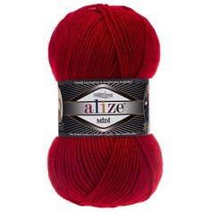 Пряжа ALIZE SUPERLANA MIDI 100гр. 170м (25% Шерсть - 75% Aкрил) (56 красный) 5 шт