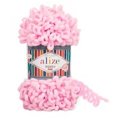Пряжа Alize Puffy Fine 100г 14м (100% микрополиэстер) (194 светло розовый) 5 мотков