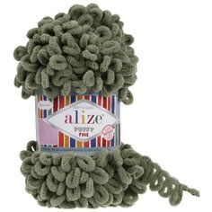 Пряжа Alize Puffy Fine 100г 14м (100% микрополиэстер) (3 хаки) 5 мотков