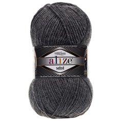 Пряжа ALIZE SUPERLANA MIDI 100гр. 170м (25% Шерсть - 75% Aкрил) (182 серый меланж) 5 шт