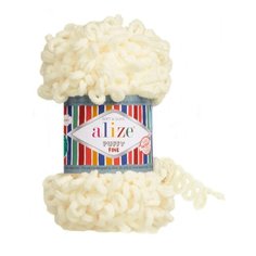 Пряжа Alize Puffy Fine 100г 14м (100% микрополиэстер) (62 светло-молочный) 5 мотков