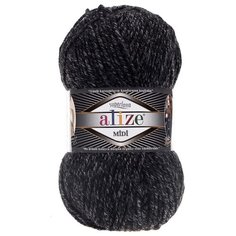 Пряжа ALIZE SUPERLANA MIDI 100гр. 170м (25% Шерсть - 75% Aкрил) (800 антрацитовый жаспе) 5 шт