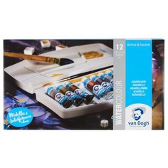 Набор акварельных красок Van Gogh "Specialty" 12цв*10мл (интерферентные + металлики) + кисть пластиковый короб Royal Talens