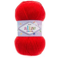 Пряжа ALIZE SEKERIM BEBE 100гр. 320м (100% акрил) (56 красный), 5 мотков