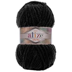 Пряжа Alize Softy Plus 100г 120м (100% микрополиэстер) (60 черный) 5 шт