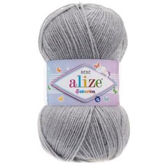 Пряжа ALIZE SEKERIM BEBE 100гр. 320м (100% акрил) (344 серебряно-серый), 5 мотков