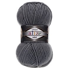 Пряжа ALIZE SUPERLANA MIDI 100гр. 170м (25% Шерсть - 75% Aкрил) (87 угольный серый) 5 шт