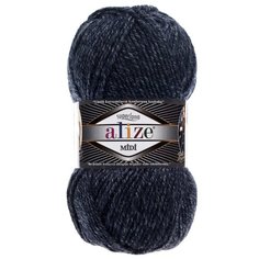 Пряжа ALIZE SUPERLANA MIDI 100гр. 170м (25% Шерсть - 75% Aкрил) (805 темно синий жаспе) 5 шт