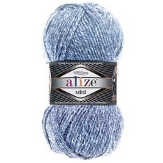Пряжа ALIZE SUPERLANA MIDI 100гр. 170м (25% Шерсть - 75% Aкрил) (806 синий жаспе) 5 шт
