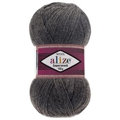 Пряжа ALIZE Superwash 100 100гр. 420м. (75% шерсть, 25% полиамид) ТУ (182 темно-серый меланж) 5 шт