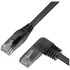 Патч-корд GCR RJ-45 - RJ-45 (левый угол) (GCR-LNC503L), черный, 0.5 м